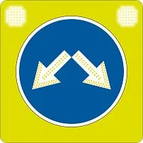 4.2.3 Светодиодный дорожный знак на желтом щите 900x900 с 2 проблесковыми маячками