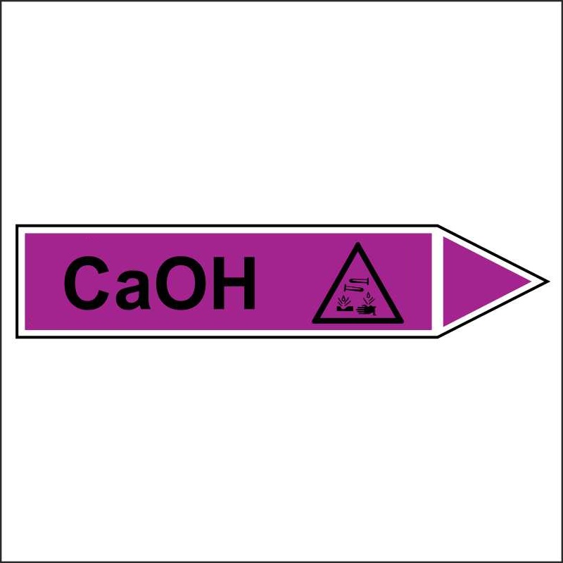 Знак маркировки трубопровода CaOH - направление движение направо