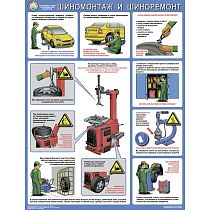 Информационный плакат Безопасность работ в авторемонтной мастерской. Шиномонтаж и шиноремонт