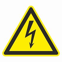 Знак безопасности W08 Опасность поражения электрическим током (150x150, Плёнка ПВХ)