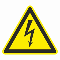 Знак безопасности W08 Опасность поражения электрическим током (100x100, Плёнка ПВХ)