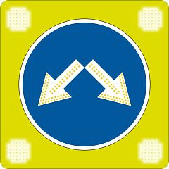 4.2.3 Светодиодный дорожный знак на желтом щите 900x900 с 4 проблесковыми маячками