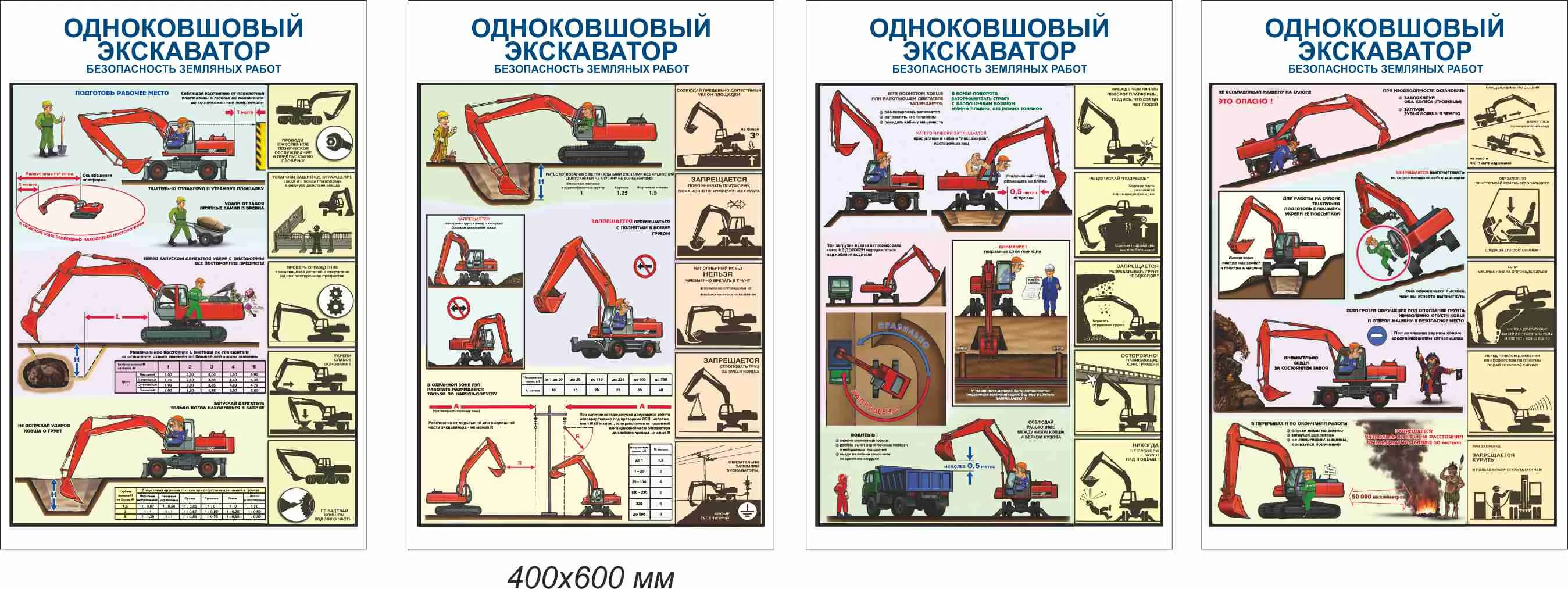 Плакаты по охране труда - Одноковшовый экскаватор. Безопасность земляных  работ PS-EKS-4 Комплект - 4л. (400х600; Пластик ПВХ 2 мм; ) – купить в  Москве, цены | ГАСЗНАК