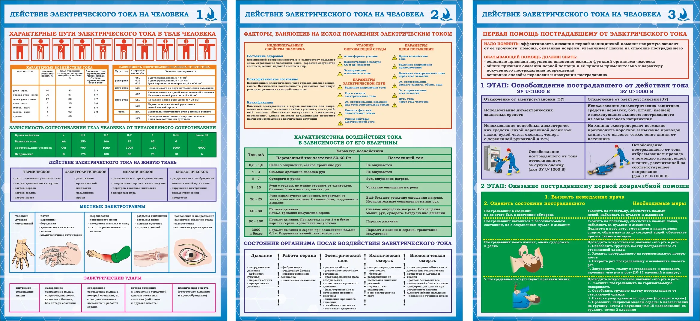 Комплект плакатов Действие электрического тока на человека – купить в  Москве, цены | ГАСЗНАК
