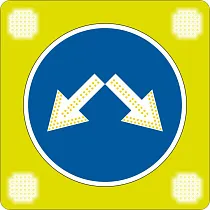 4.2.3 Светодиодный дорожный знак на желтом щите 900x900 с 4 проблесковыми маячками