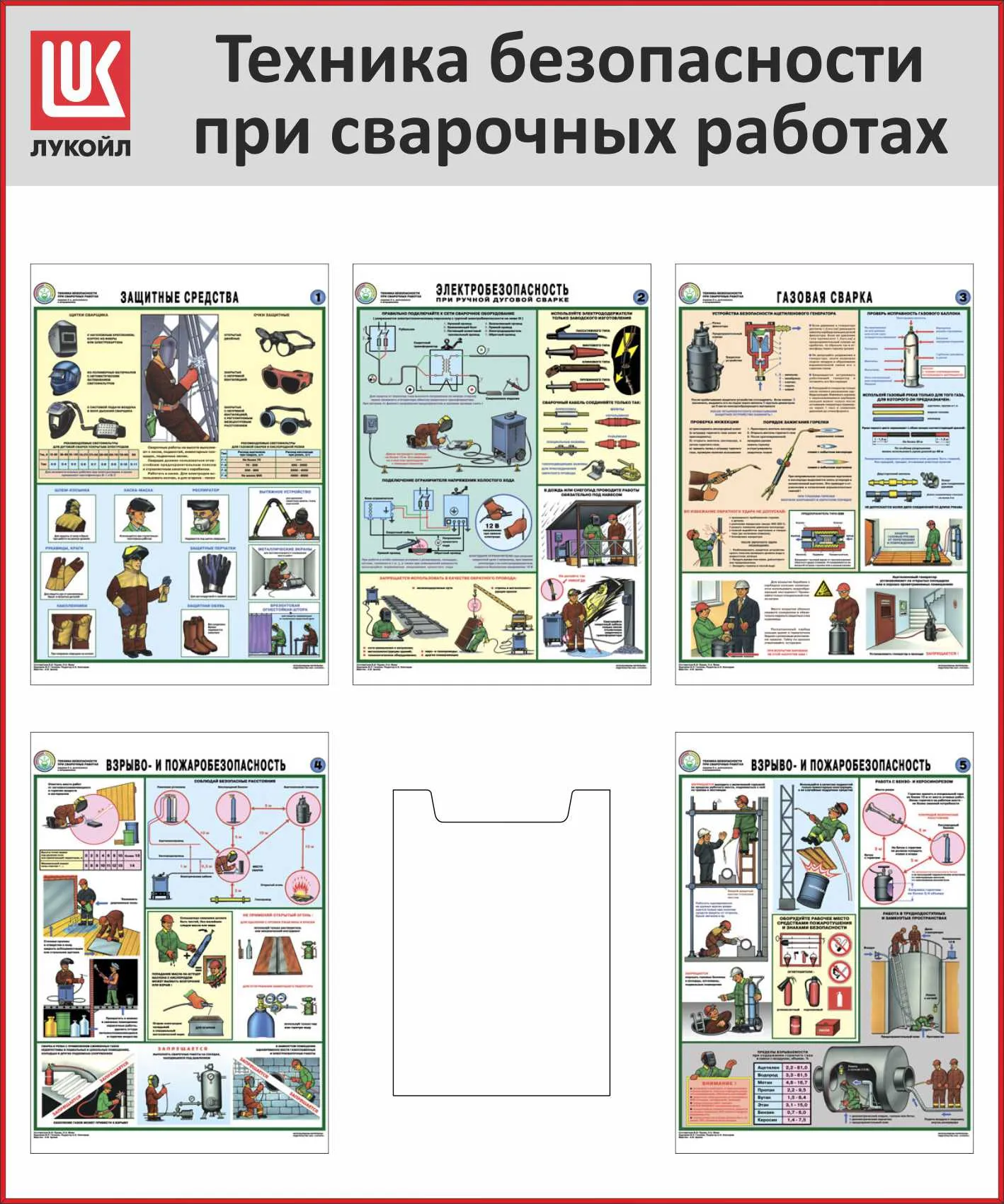 Стенд Техника безопасности при сварочных работах, 5 плакатов А3, 1 карман  А4, Логотип (1000х1200; Пластик ПВХ 4 мм, пластиковый профиль; Пластиковый  красный) – купить в Москве, цены | ГАСЗНАК