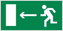 Знак безопасности E04 Направление к эвакуационному выходу налево (300x150, Плёнка фотолюминесцентная ГОСТ 2018)